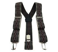 TigerTie Unisex Hosenträger in Y-Form mit 3 extra starken Clips - Farbe in rot silber schwarz gemustert - hochwertige Verarbeitung - Breite 35 mm