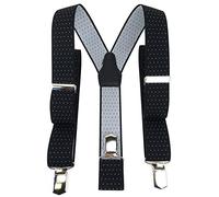 TigerTie Unisex Hosenträger in Y-Form mit 3 extra starken Clips - Farbe in schwarz silber gepunktet - hochwertige Verarbeitung - Breite 35 mm