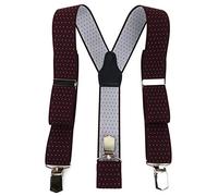 TigerTie Unisex Hosenträger in Y-Form mit 3 extra starken Clips - Farbe in weinrot silber gepunktet - hochwertige Verarbeitung - Breite 35 mm