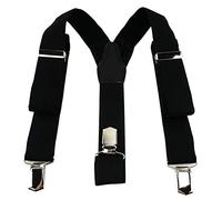TigerTie Unisex Hosenträger Pique schwarz uni gemustert - Y-Form mit 3 extra starken Clips - verstellbar 82 bis 130 cm