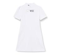 Tight fit Short-Sleeved Dress in 100% Cotton Fleece, Customized with Optical Love PVC Label on Front.