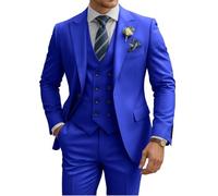 TIJOFA 3-teiliger Anzug für Herren, schmale Passform, zweireihiger Anzug, Hochzeitsanzüge, klassischer Ein-Knopf-Anzug, formell, Abschlussball, Abendessen, Smoking, Königsblau, XS