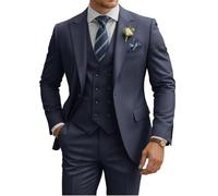 TIJOFA 3-teiliger Anzug für Herren, schmale Passform, zweireihiger Anzug, Hochzeitsanzüge, klassischer Ein-Knopf-Anzug, formell, Abschlussball, Abendessen, Smoking, Marineblau, M