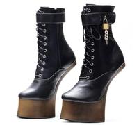 TIKENBST Ballet Heels AbschließBar High Heels Sexy Plateau Heelless Ballet Heels Extrem Superhohe Stiefeletten,Gold-45