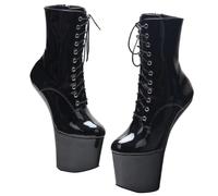 TIKENBST Ballet Heels AbschließBar High Heels Sexy Plateau Heelless Ballet Heels Extrem Superhohe Stiefeletten,Black-45