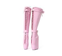 TIKENBST Ballet Heels AbschließBar High Heels Sexy Plateau Heelless Ballet Heels Extrem Superhohe Stiefeletten,Pink-46