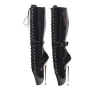 TIKENBST Ballet Heels AbschließBar High Heels Sexy Plateau Heelless Ballet Heels Extrem Superhohe Stiefeletten,Black-42