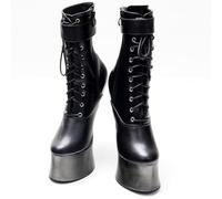 TIKENBST Ballet Heels AbschließBar High Heels Sexy Plateau Heelless Ballet Heels Extrem Superhohe Stiefeletten,Black-44
