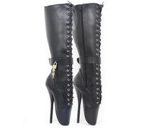 TIKENBST Ballet Heels AbschließBar High Heels Sexy Plateau Heelless Ballet Heels Extrem Superhohe Stiefeletten,Black-45