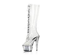 TIKENBST High Heels 15CM Super High Boots Dünne Absätze Transparente Slim High Boots,Transparent-40