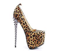TIKENBST High Heels 17CM Niet Stiletto Heel Leopard Zebramuster Shallow Mouth High Platform,Leopard-44
