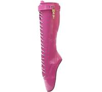 TIKENBST High Heels 18cm Heelless Ballet Schuhe Lackleder Knie Mid Calf Stiefel,Pink-46