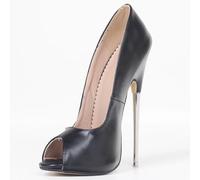 TIKENBST High Heels 18CM Super High Heels Fischmund Metall Stiletto Absatz,Matte-black-44