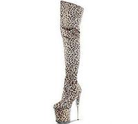 TIKENBST High Heels 20CM Super Stage Performance Kristallstiefel Leopardenmuster über Dem Knie Stiefel,Leopard-45