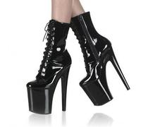 TIKENBST High Heels High Boots 20CM Super High Heels Short Boots Damen Princess Low Boots Kleid Beauty Schuhe,Black-38