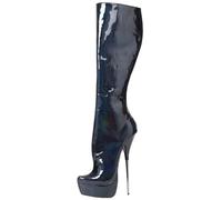 TIKENBST High Heels Kniehohe Stiefel 20CM Waterproof Platform Symphony Holographic Pole Dance Schuhe,F-42