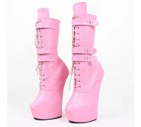 TIKENBST High Heels Sexy 46 Plateau Heelless Ballet 20CM Superhohe Stiefeletten,Pink-41