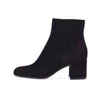 TIKENBST High Heels Wildleder Stiefeletten Block Heel Round Toe Mid-Heel Reißverschluss,Black-45
