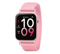 Tikkers Kids Series 13 Smartwatch mit Fitness-Tracker, Wecker, Kamera, GPS-Verbindung, Pulsmesser, Schrittzähler, Touchscreen, IP68, Rosa Riptape Armband