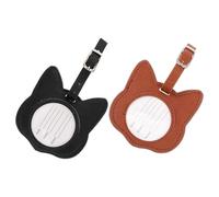 TIKODIDA 2 Stück Katzen Gepäckanhänger aus PU Leder Leichter Reiseanhänger mit Adressschild Buntes Katzenmotiv für Damen Herren Koffer Zubehör