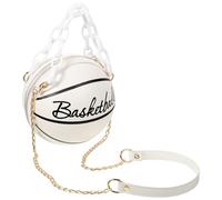 TIKODIDA Basketballförmige Handtasche mit Kettenriemen aus Pu Modische Crossbody Umhängetasche mit Praktischem Reißverschluss für Verschiedene Anlässe und Große Kapazität