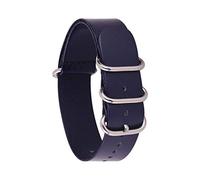 TikTako 18mm/20mm/22mm/24mm NATO Lederband Ring Buckle Männer Ersatz-Handgelenk-Band-Armband blau Silber, 18mm