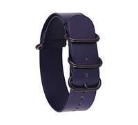 TikTako 18mm/20mm/22mm/24mm NATO Lederband Ring Buckle Männer Ersatz-Handgelenk-Band-Armband Blau Schwarz, 24mm