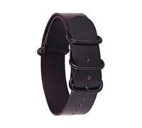 TikTako 18mm/20mm/22mm/24mm NATO Lederband Ring Buckle Männer Ersatz-Handgelenk-Band-Armband Dunkelbraun Schwarz, 22mm