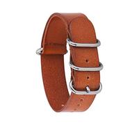 TikTako 18mm/20mm/22mm/24mm NATO Lederband Ring Buckle Männer Ersatz-Handgelenk-Band-Armband Hellbraun Silber, 14mm