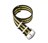 TikTako 18mm/20mm/22mm/24mm NATO Nylon-Uhrenarmband Sport Canvas Heavy Duty Handgelenk-Armband-Zubehör Schwarz Gelb, 20mm