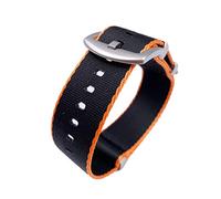 TikTako 18mm/20mm/22mm/24mm NATO Nylon-Uhrenarmband Sport Canvas Heavy Duty Handgelenk-Armband-Zubehör Orange Line, 20mm