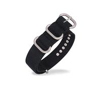 TikTako Canvas Nylon Uhrenarmband 18mm/20mm/22mm/24mm/26mm Ring Schnalle NATO Sweatproof Ersatz-Armband-Uhr-Band-Bügel Schwarzes Silber, 18mm