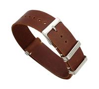 TikTako Leder NATO Armband 18mm/20mm/22mm/24mm Edelstahl-Wölbung Männer ersetzen Armband Strap Dunkelbraun, 20mm