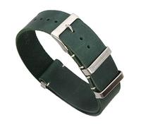 TikTako Leder NATO Armband 18mm/20mm/22mm/24mm Edelstahl-Wölbung Männer ersetzen Armband Strap Grün, 20mm