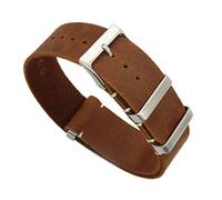 TikTako Leder NATO Armband 18mm/20mm/22mm/24mm Edelstahl-Wölbung Männer ersetzen Armband Strap Kaffee, 22mm