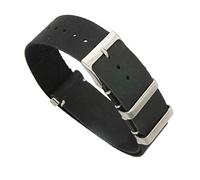 TikTako Leder NATO Armband 18mm/20mm/22mm/24mm Edelstahl-Wölbung Männer ersetzen Armband Strap Schwarz, 18mm