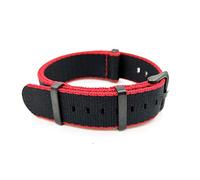 TikTako Nylon NATO Uhrenarmbänder 20mm/22mm Soft-Uhrenarmband-Water-Proof Sport Bunte Armbänder Rot Schwarz B, 22mm