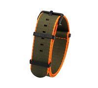 TikTako Quick Release NATO Uhrenarmbänder 20mm/22mm Nylon NATO Armband Edelstahl-Wölbung Armee Grün Orange B, 22mm