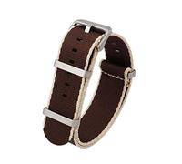 TikTako Quick Release NATO Uhrenarmbänder 20mm/22mm Nylon NATO Armband Edelstahl-Wölbung Braun Beige S, 20mm