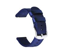 TikTako Quick Release NATO-Uhrenarmband 18mm/20mm/22mm/24mm doppelte Schicht Leinwand Strap Uhrenarmbänder blau Silber, 18mm