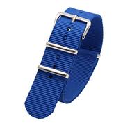 TikTako Sport-Uhrenarmband 18mm/20mm/22mm/24mm Nylon NATO Armband mit Edelstahl-Schnalle Gürtel Blau, 24mm