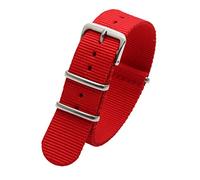 TikTako Sport-Uhrenarmband 18mm/20mm/22mm/24mm Nylon NATO Armband mit Edelstahl-Schnalle Gürtel rot, 24mm