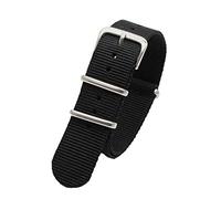 TikTako Sport-Uhrenarmband 18mm/20mm/22mm/24mm Nylon NATO Armband mit Edelstahl-Schnalle Gürtel Schwarz, 24mm
