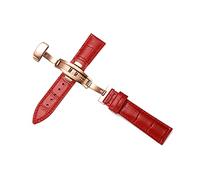 TikTako Uhrenarmband Leder 12-22mm Lederarmband mit Faltschließe, Red Rose Gold Buckle, 17mm