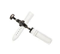 TikTako Uhrenarmband Leder 12-22mm Lederarmband mit Faltschließe, Weiß Schwarz Buckle, 22mm