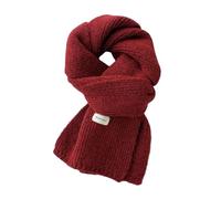 TILEZE Schal Frauen Kaschmir Schals Dame Winter Dicken Warme Weiche Pashmina Schals Wraps Weibliche Reine Farbe Gestrickte Lange Schal-Rot-18X145Cm