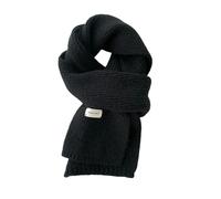 TILEZE Schal Frauen Kaschmir Schals Dame Winter Dicken Warme Weiche Pashmina Schals Wraps Weibliche Reine Farbe Gestrickte Lange Schal-Schwarz-18X145Cm