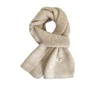 TILEZE Schal Frauen Kaschmir Schals Dame Winter Dicken Warme Weiche Pashmina Schals Wraps Weibliche Reine Farbe Gestrickte Lange Schal-Cremeweiß-18X145Cm