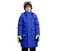 Tilozs Kinder Winterjacke Jungen Wintermantel mit Kapuze Lange Winterparka Verdickte Warme Baumwolljacke Winddichte Mädchen Outdoor Mantel, Blau, 134-140(Etikettengröße:140)