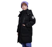 Tilozs Kinder Winterjacke Jungen Wintermantel mit Kapuze Lange Winterparka Verdickte Warme Baumwolljacke Winddichte Mädchen Outdoor Mantel, Schwarz, 122-128(Etikettengröße:130)